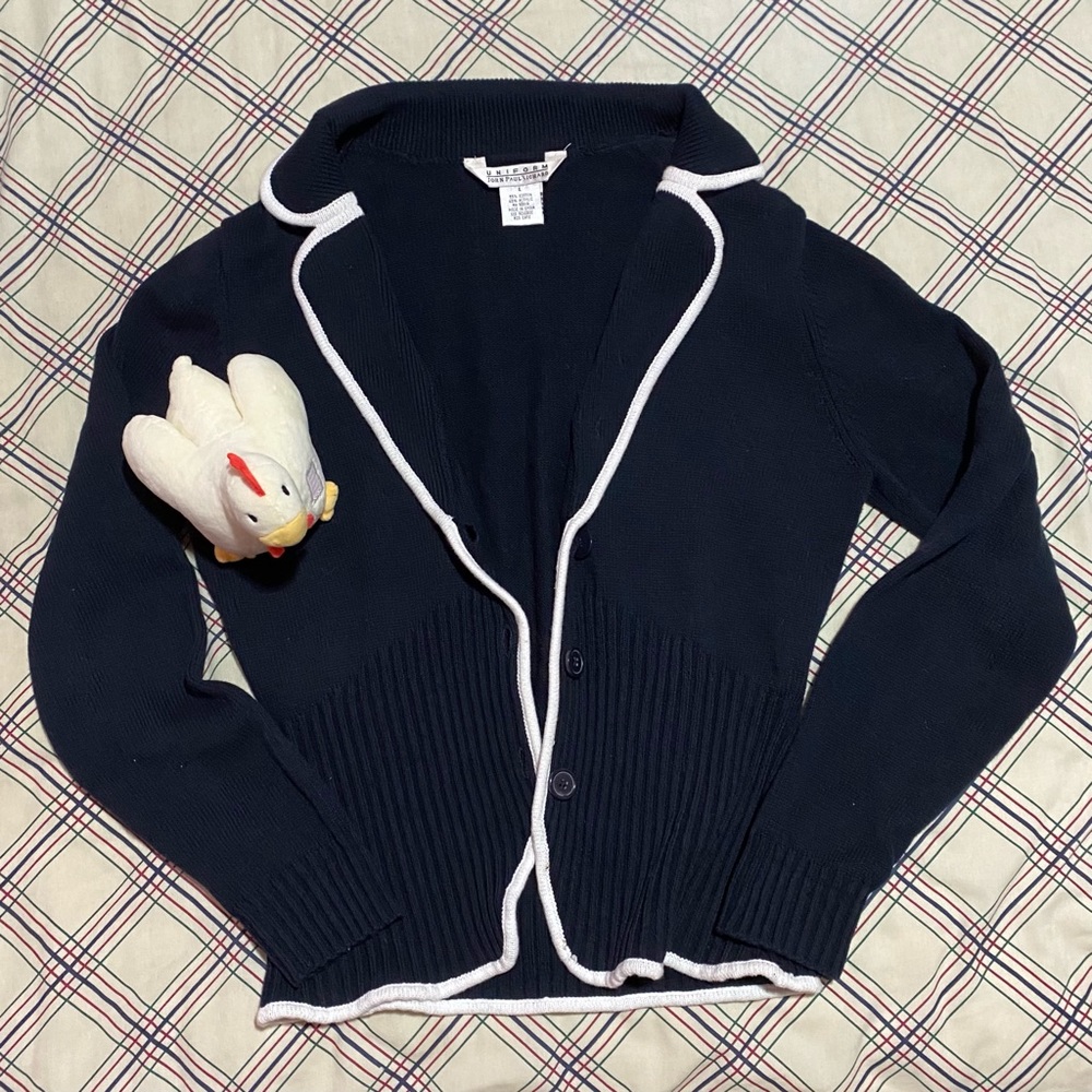 💼 Uniform John Paul Richard Navy Blue Cardigan - Size L Rarely Worn 👔